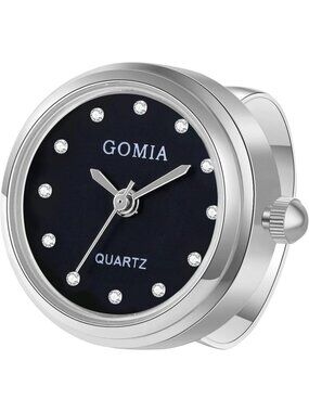 Unisex Silver Quartz Dial Roman Numeral Adjustable Open Band Finger Ring Watch